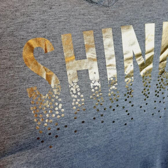 Women's Holiday Gray Fitted T-Shirt with Gold Reflective Shine Apt. 9 Size Small - Picture 3 of 5